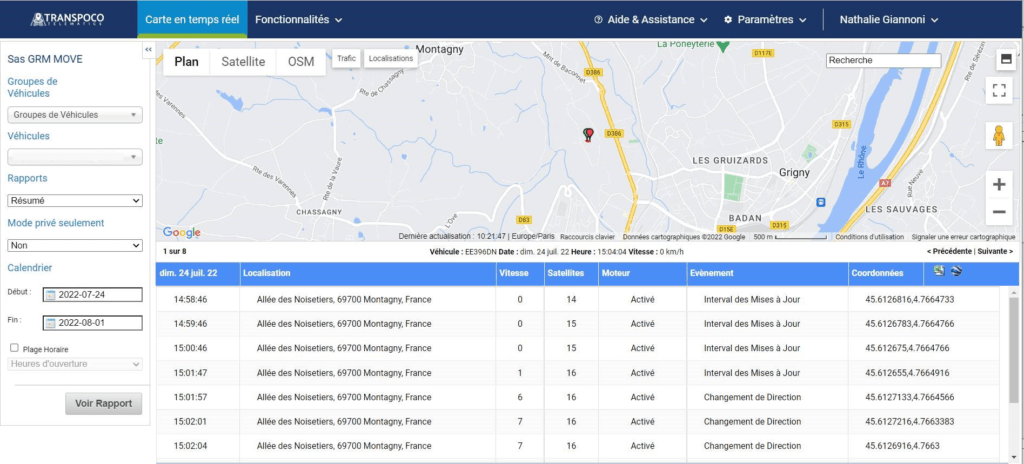 Rapport géolocalisation de flotte multimarque